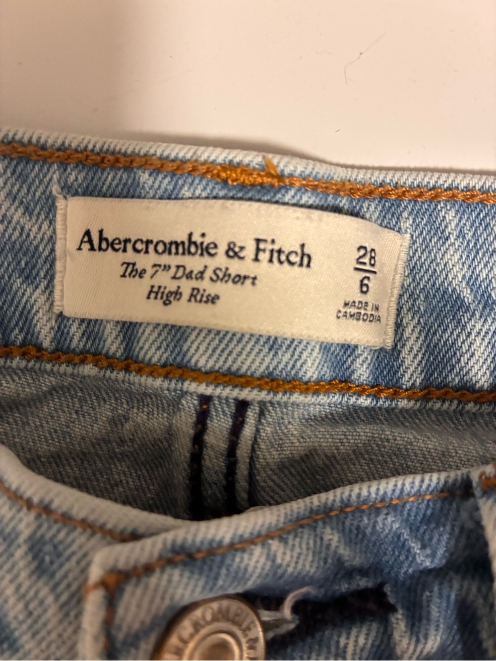 Abercrombie & Fitch Light Blue High-Rise Denim Shorts - Picture 2 of 3